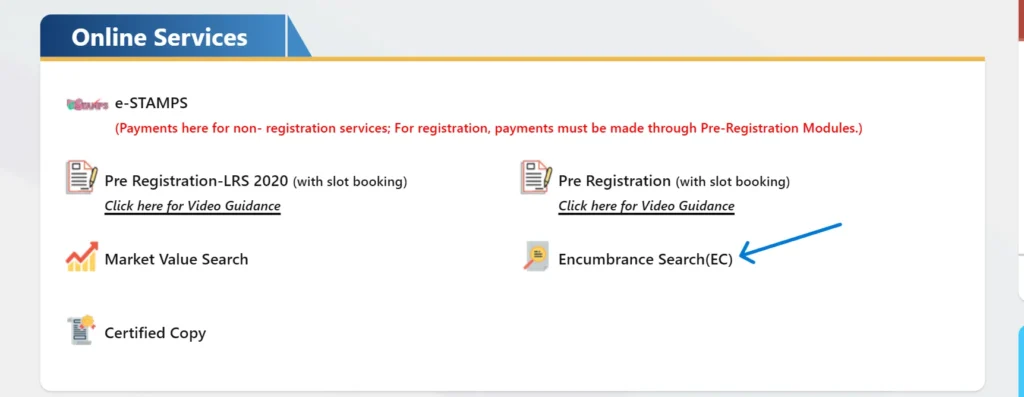 Access the Encumbrance Search Page