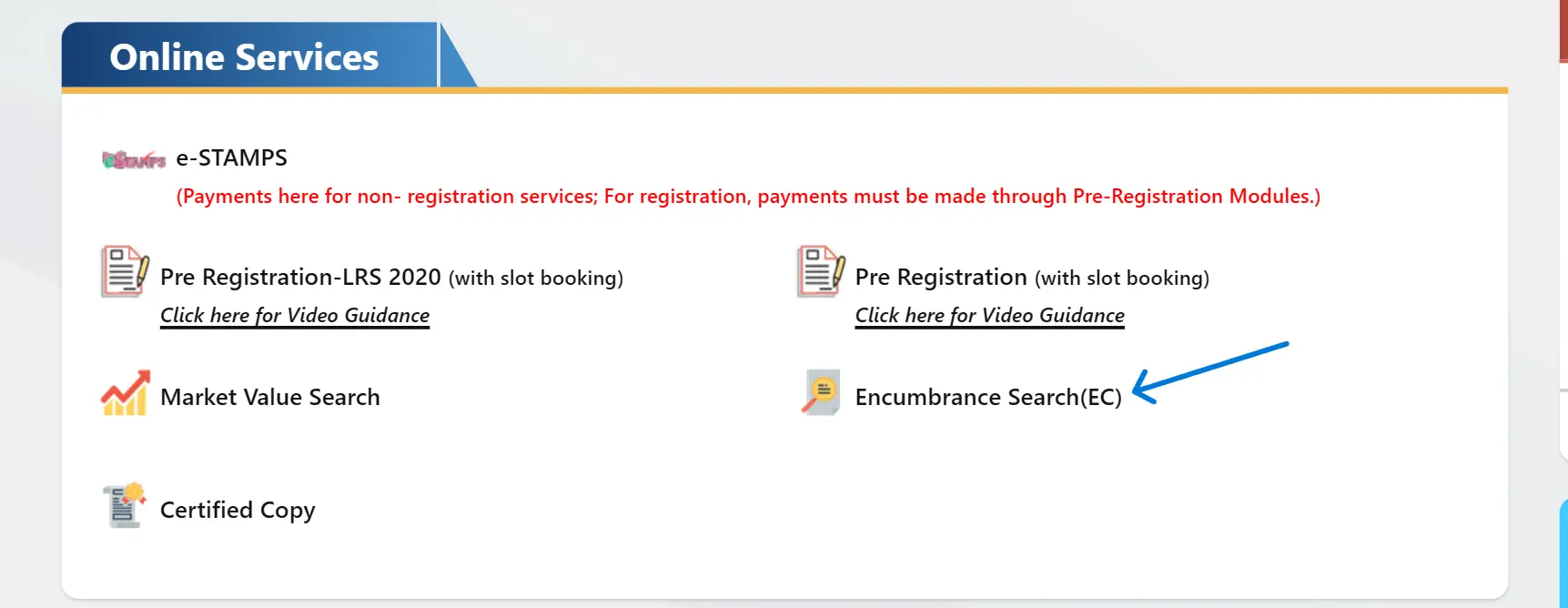 Encumbrance Certificate EC search Telangana